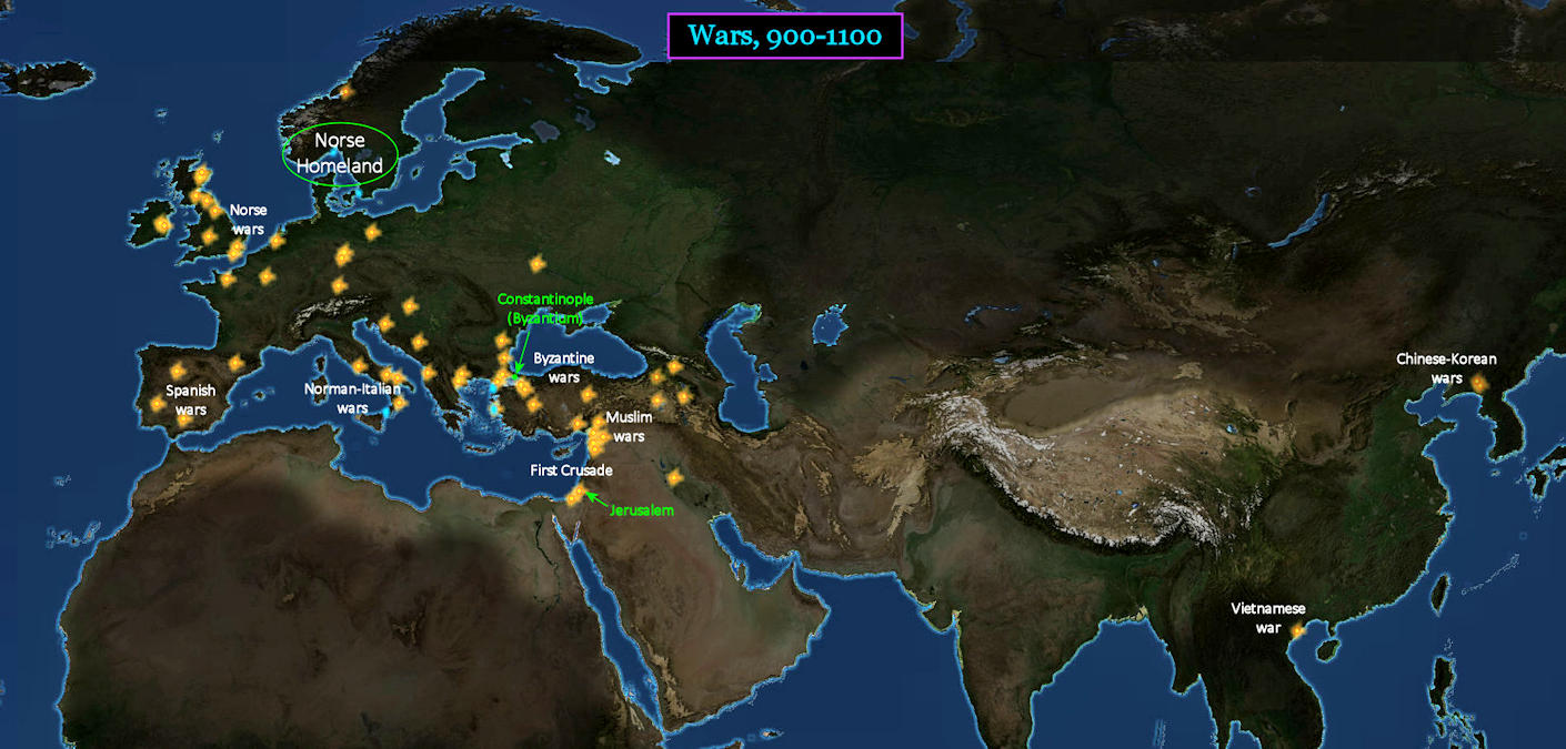 Wars and battles, 900-1100 map